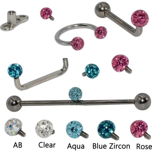 1PC G23 Titanium Epoxy Crystal Ferido Horseshoe Barbell CZ Gem Ear Cartilage Helix Christina Vertical Hood Industrial Piercings