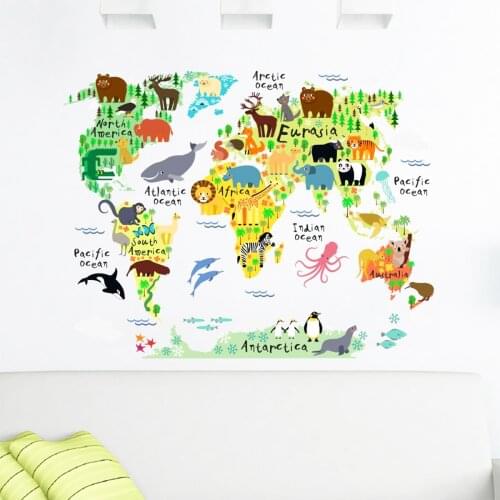 125x97 CM Educational Colorful World Map, world Atlas Of Children and Baby Wall Sticker Stylish Design Useful High Quality 2021 Trend