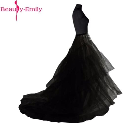 2020 White Black Long Train Petticoat For Tail Wedding Party Dresses Crinoline 6 Hoops Underskirt saiote de noiva
