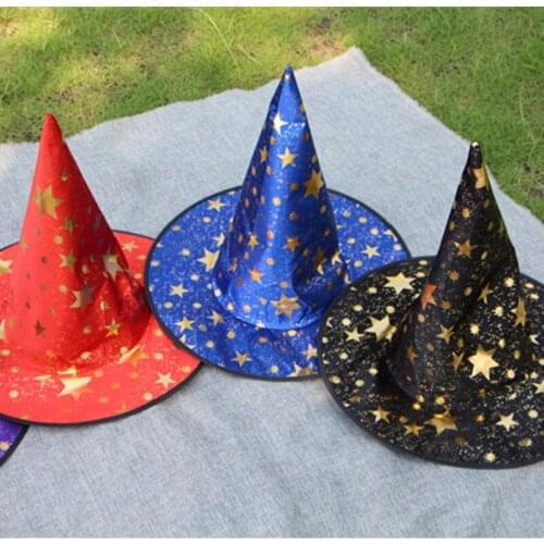 2021 Halloween Star Witch Hat Decorations Kids Boys Favourite Dress Up Props Magic Hat For Halloween Party Home Decor Supplies