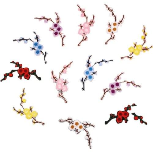 50pcs/lot Embroidery Patch Plum cheongsam skirt dress Clothing Decoration Backpack sewing Accessories Diy Iron Applique