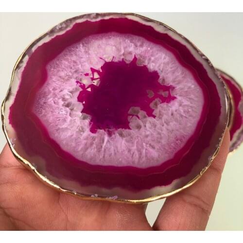 90-95mm red crystal agate plate Geode slice crystal mineral coasters heal