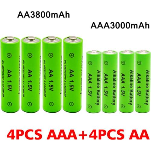 AA + AAA rechargeable AA 1.5V 3800mAh/1.5V AAA 3000mah Alkaline battery flashlight toys watch MP3 player replace Ni-Mh battery