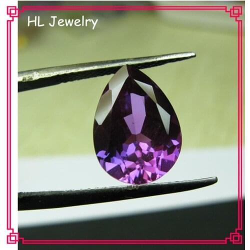 AAA Grade 2PCS/Lot Flame Fushion Purple 10*14MM Pear Loose Stone Normal Cut Pear Shape Purple Blue Corundum Stone