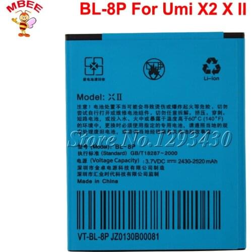 BL-8P Battery For UMI X2 UMIX2 VOTO X2 V5 DNS S5002 BL8P BL 8P Batterie Bateria Accumulator AKKU 2520mAh