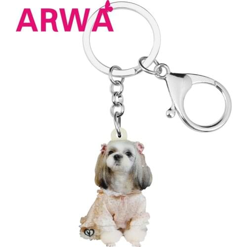 ARWA Acrylic Cute Shih Tzu Dog Keychains Key Ring Printing Animal Key Chain Jewelry For Women Kids Birthday Gift Wallet Charms