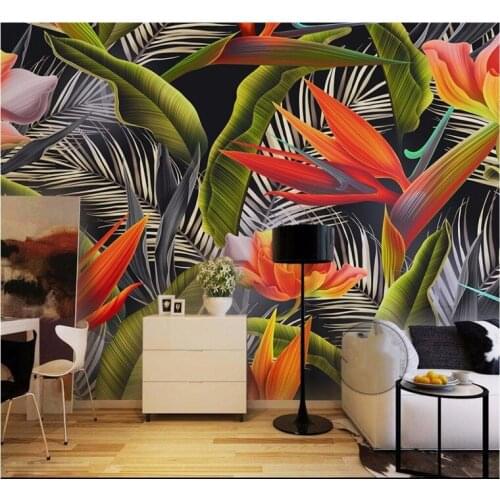 Custom wallpaper large mural hand painted tropical rain forest jianglan banana fan beauty banana retro fashion Background wall