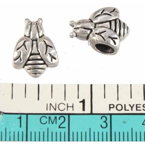 Snake Chain Bangles Beads DIY Customs Ornaments Part Bug Bee Fly Round Hole Silver Plated Metal Jewelry Compoents 14x11mm 25pcs