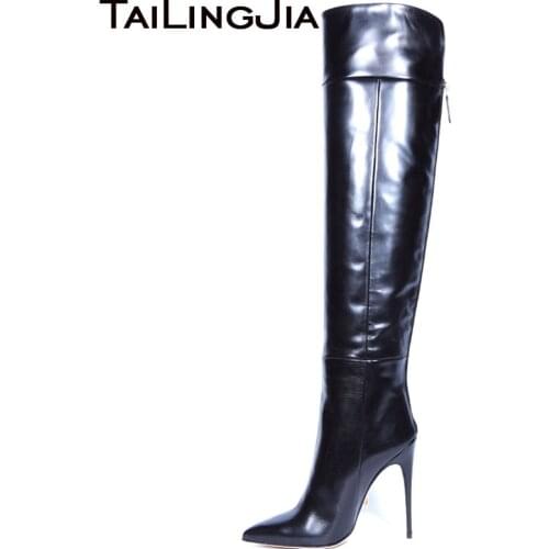 Black Over the Knee Boots for Women Stiletto High Heel Long Boot Winter Shoes Ladies Elegant Large Size Pointed Toe Winter Shoe