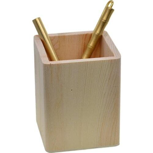Wooden Holder Caddy for Home Desk Pen Pencil Makeup Brush DIY Coloring Case