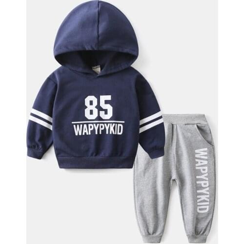 Yocute Kids Wear Childrens Sports Suit 2021 New Spring Autumn Boys' Hooded Sweater Two Piece Baby Casual Top Pants Suit Fashion