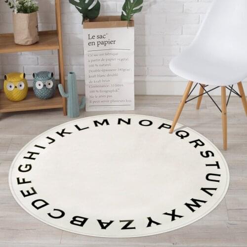 Children Letters Round Carpet Education Carpet Kids Room Computer Chair Round Rug Cloakroom Floor Mat Home Entrance Doormat
