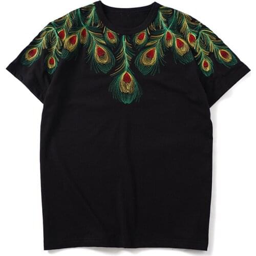 Euramerican Women/Mens Hip-hop Tee Shirts High quality Cotton Embroidery T-shirts Chic Womens loose Tee Tops B709