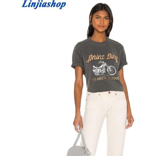 Spring summer women tee cartoon casual black loose short sleeve white oversized Tshirt streetwear top ladies