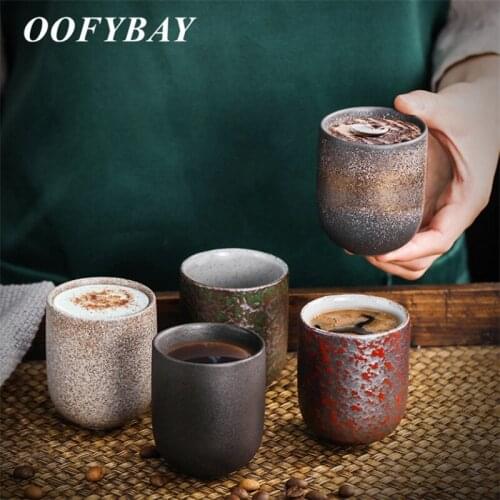 Japanese Style Coarse Pottery Kung Fu Tea Cup Retro Espresso Coffee Mug Ceramic Drinking Cup Office Drinkware 125ml