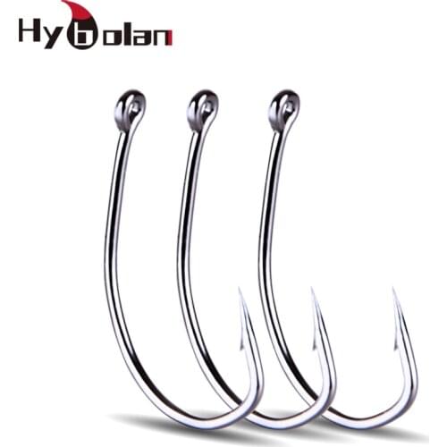 HYBOLAN 50pcs Barbed Fly Fishing Hooks Single Hook High Carbon Steel Sea Carp Fishinhook Style Sharp Fish Sea Accessories Tackle