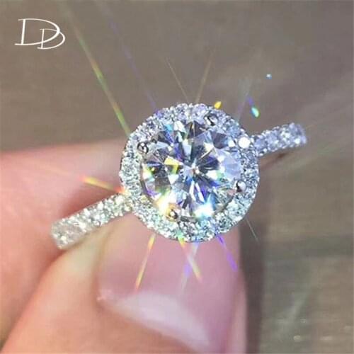 White Gold Color Round Rings For Women AAA Rhinestone Jewelry Vintage Elegant Wedding Engagement Crystal Bague Bijoux Dd038