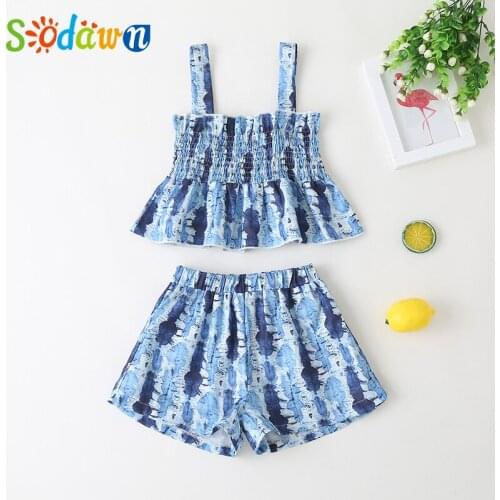 Sodawn New Girls Set Summer Suit Top+Short 2Pcs Kds Clothes Childrens Costumes Clothing For Girls Clothes For 2-6 Years Old