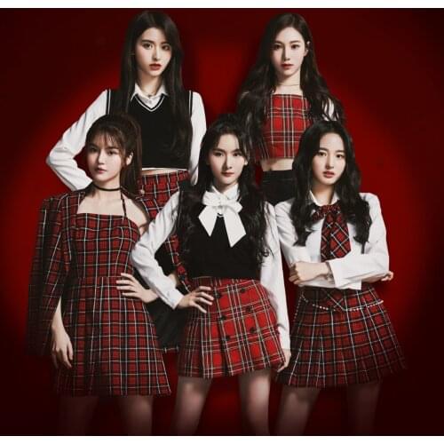 Kpop Korean Girl Group Slim Lapel Long Sleeve Shirt Vest Tops Loose Blazers+Plaid High Waist A-Line Mini Skirt Dresses Women Set