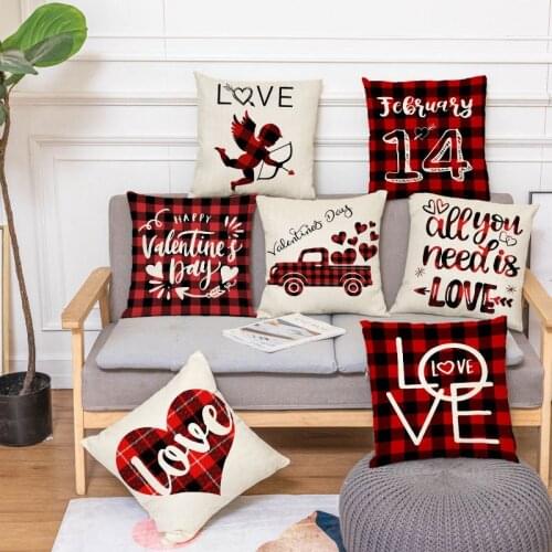 Valentines Day Colorful Cushion Cover Throw Pillow Case for Home Chair Sofa Decoration Square Pillowcases