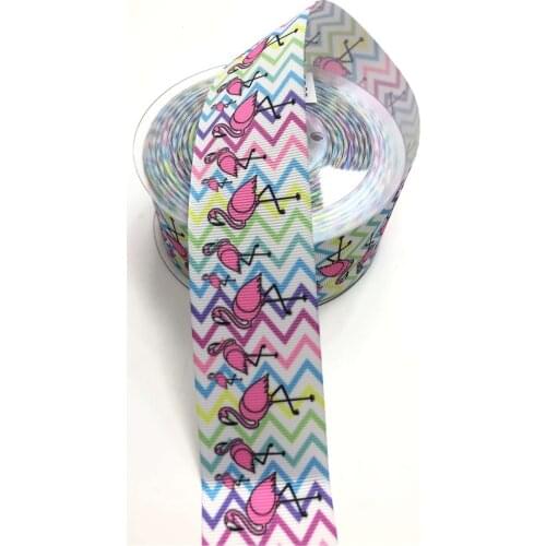 Flamingo Print Grosgrain Ribbons 4 Cm 1mt
