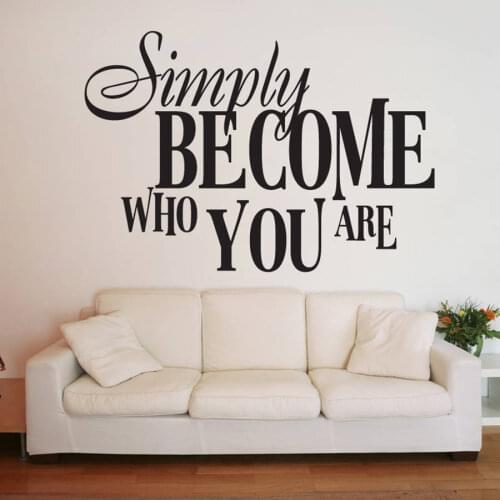 Hot Selling Text Decals Inspirational Quotes 'Simply Become Who You Are' Wall Sticker Kids Gifts Sofa Background Decor ZA710