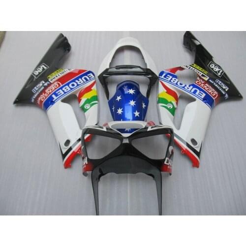 Injection mold motorcycle Fairing kit for Kawasaki NINJA ZX6R 2003 2004 black white blue ZX-6R 03 04 fairings set HK71