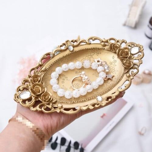 Golden Resin Jewelry Tray Storage Organizer Jewelry Ring Necklace Desktop finishing Home Decoration Ornaments