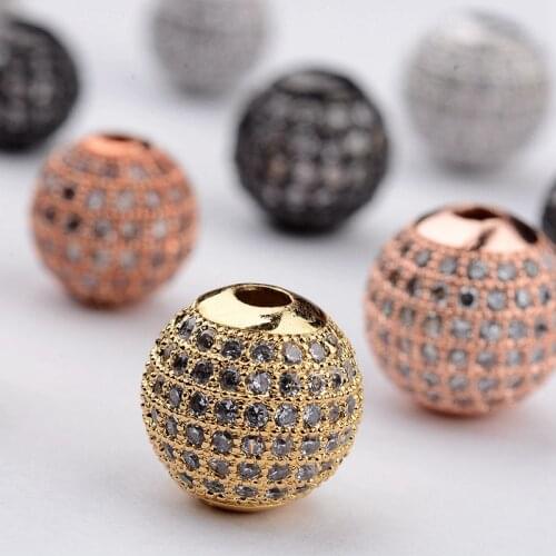 OIQUEI Fashion Trend Round Copper DIY Spacer Beads 6mm 8mm 10mm 12mm Crystal Disco Ball Beads for Jewelry Making Wholesale