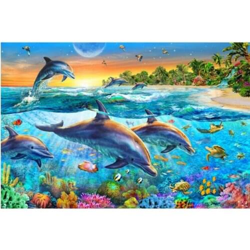 Mosaic diamond painting,rhinestones embroidery,diamond painting full,diamond painting dolphins