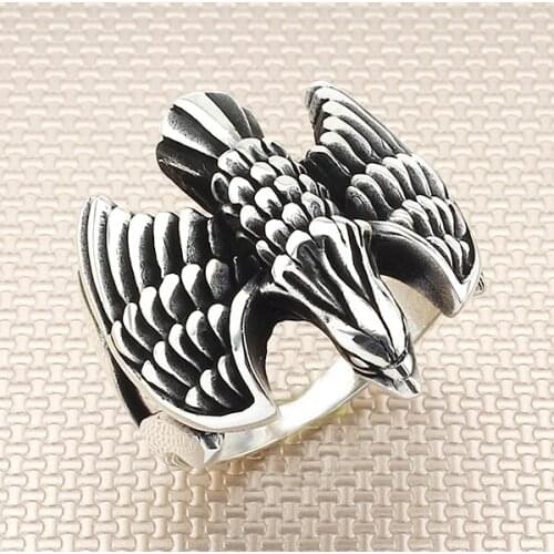 Animal Eagle Silver Ring Men Silver Ring Made In Turkey Solid 925 Sterling Silver