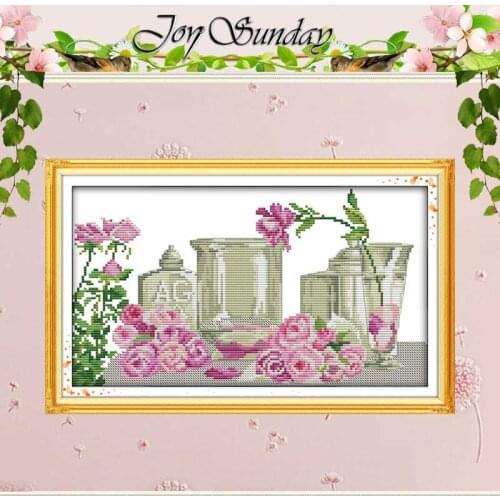 Rose and utensils counted Cross Stitch 11CT 14CT Cross Stitch Set Wholesale DIY flower Cross-stitch Kit Embroidery Needlework