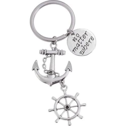 No Matter Where Pendant Keychains Airplane Earth Travel Keyring Anchor Rudder Couple Key Chains BFF Friendship Best Friend Jewel