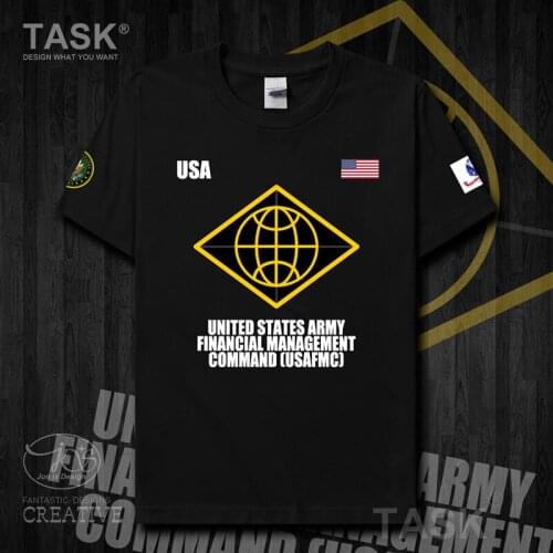 US Army Financial Management Command FMC Solid t shirt Short sleeve mens country summer casual jerseys sportsTactical Military