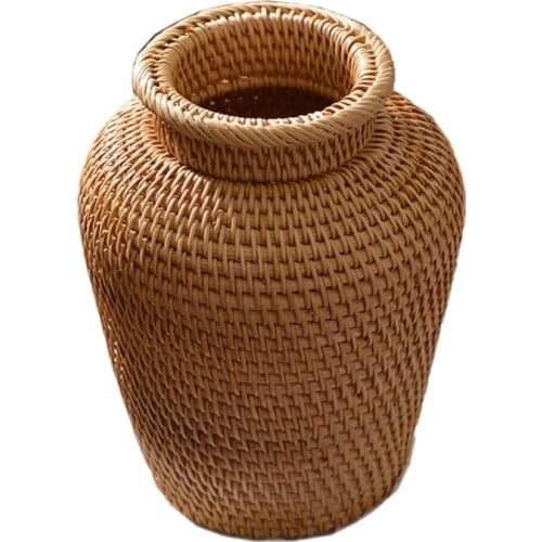 Autumn Rattan Woven Vase Art Vase Fashion Tabletop Decoration Plants Flower Pot Faddish Home Gardening Supplies Flower