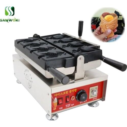 Commercial Ice Cream Taiyaki machine open mouth taiyaki cone cake maker fish taiyaki shaped waffle Baker Pan maker