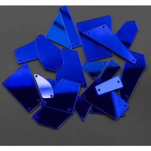 Sapphire 30pcs/bag Acrylic Mirror Sew On Rhinestones Irregular Acryl Mirror Sew On Stones Crystal Strass