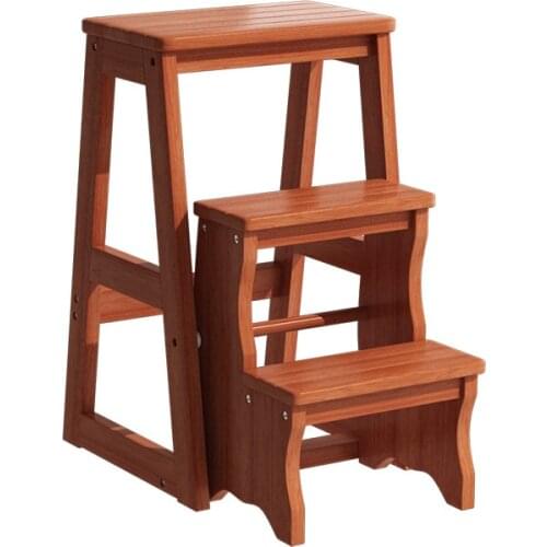 All Solid Wood Folding Stair Stool Home Ladder Wooden Step Chair Shoe Changing Stool