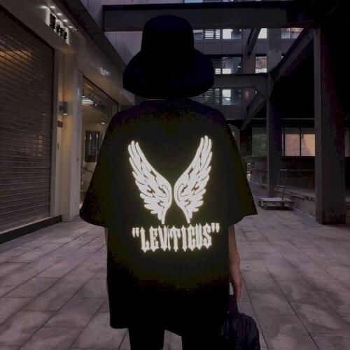 Reflective Oversized t-shirt women t shirt for men Streetwear Tops Clothes 2021 Korean New O-neck Summer Young Couple Tshirt