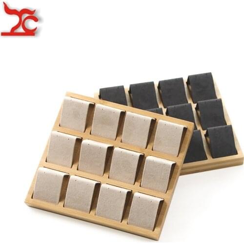 High Quality Ecofriendly Bamboo Velvet Jewelry Display Stand Earring Ear Stud Jewelry Organizer Storage Storage Rack Holder Tray