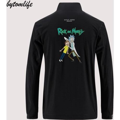 Funny Cartoon Rick Classic Morty Eyes Open Breathable Jacket Mens Comfortable Soft Fashion Casual Back Printing Asian Size