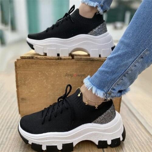 Running Shoes Women Sneakers Lace Up Sport Womens Shoes Chunky Platform Sneakers Women Breathable Footwear Zapatillas Mujer
