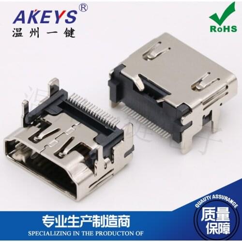 10pcs HDMI 19P female HDMI full plug-in female copper shell HDMI 4-pin plug-in HD transmission base