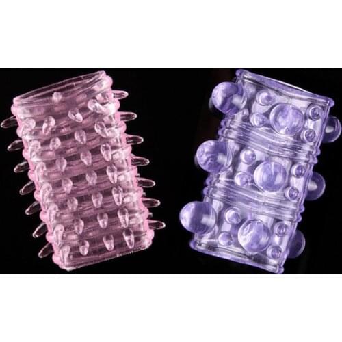 2PCS Penis Extender Erection Condoms Reusable Penis Sleeve Dick Enlargement Sex Toys Cock Ring For Men Delayed Ejaculation Toys