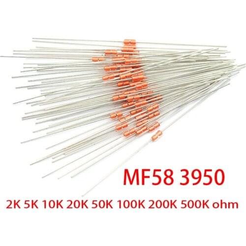 20pcs Thermal Resistor NTC MF58 3950 5% B 2K 5K 10K 20K 50K 100K 200K 500K ohm