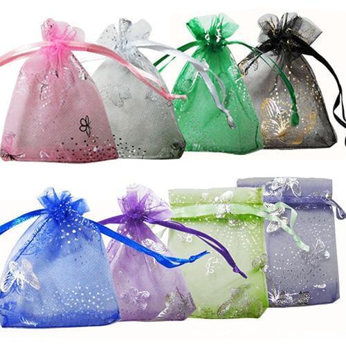 25pcs/lot Organza Bags 7cmx7cm Small Christmas Drawstring Gift Bag Charm Jewelry Packaging Bags & Pouches Gift Storage Bags