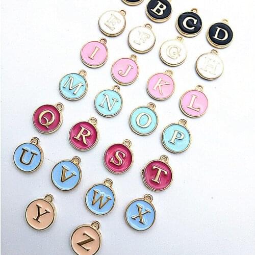 26 Pcs Initials Letters Pendant Designer Bracelet Necklace Charm Enamel Alphabet Pendant DIY Jewelry Making Supplier Accessories