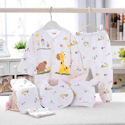 TOP Summers 5pcs baby boy clothes sets cotton full sleeves Baby coat+bibs+hats+child trousers Newborn Foot pants kids custome