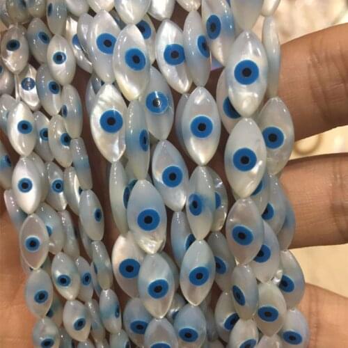 10Pcs/Lot Evils Eye White Natural Mother of Pearl Shell Beads for Making DIY Charm Bracelet Necklace Jewelry Finding Accessories