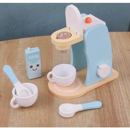 Kid Dinette Child Kitchen Set Montessori Educational Wooden Toys For Girl Childrens 2 4 Years Old Miniature Food Coffee machine